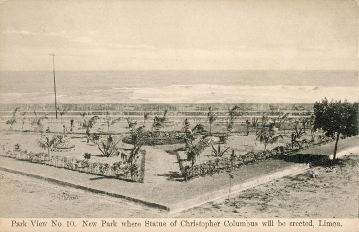 Nouveau parc avec la statue de Christophe Colomb, annes 1900.