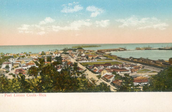 Puerto Limn, isla Uvita au fond, annes 1910.