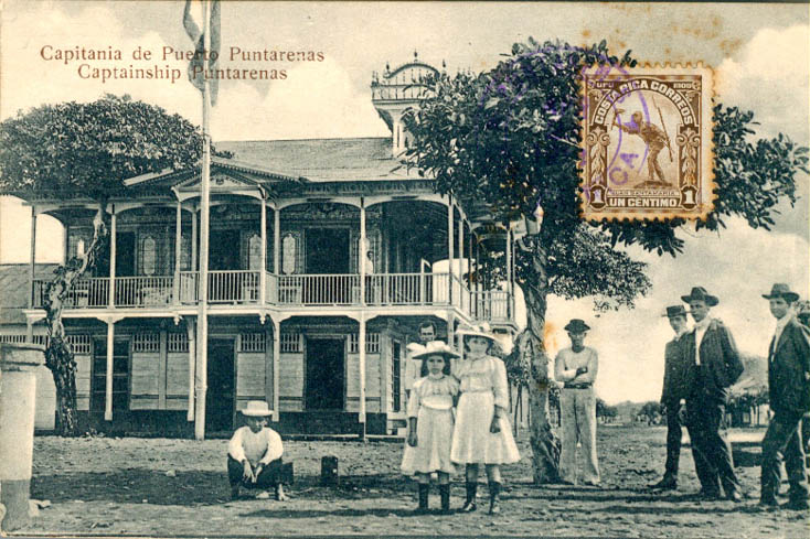 La capitainerie du port avec des gens chics, Puntarenas - annes 1910.